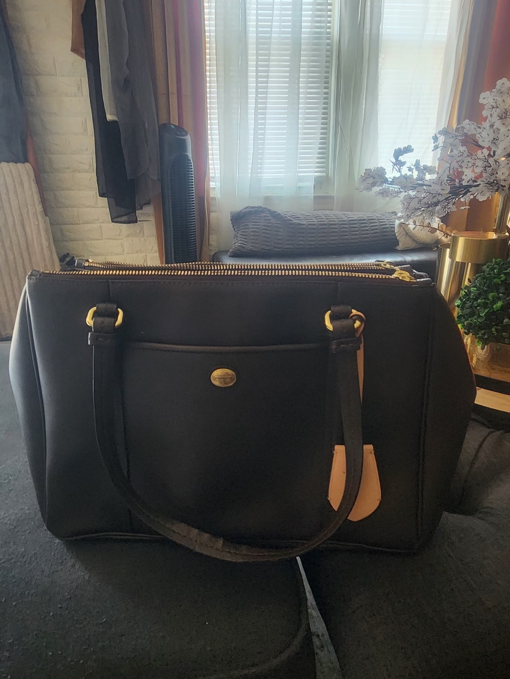 Coach Chocolate Brown Leather Satchal with Gold Hardware